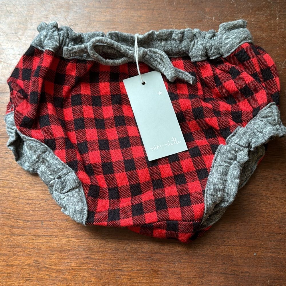 Miki Miette Plaid Noel Bloomer 3m NWT Unisex